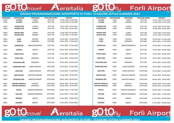 Programmazione aeroporto di Forli